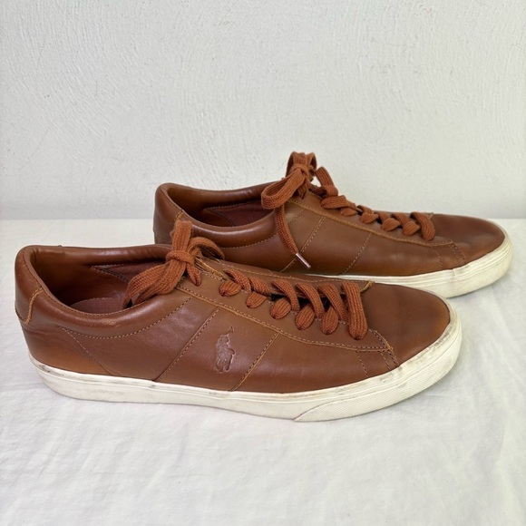 POLO RALPH LAUREN Brown Genuine Leather Sayer Sneakers 11D - Picture 11 of 14